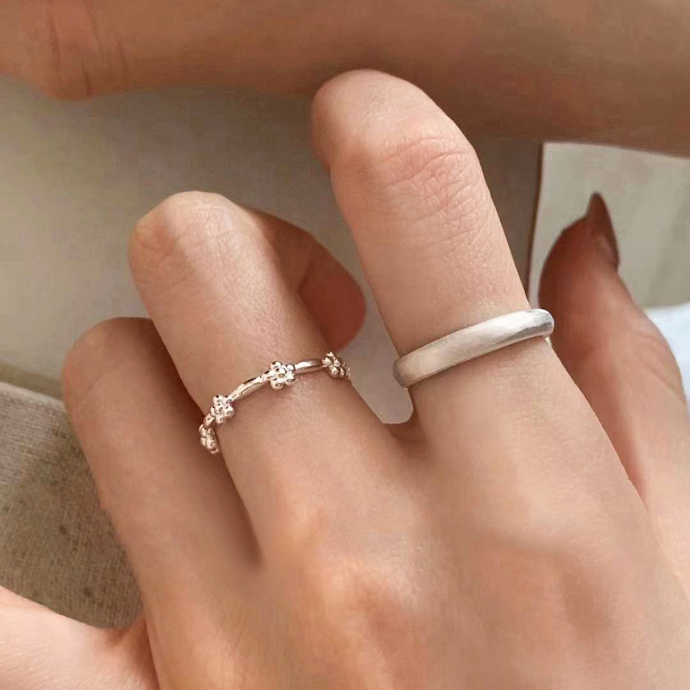 925 실버 꽃 도트 볼 반지 이미지 7