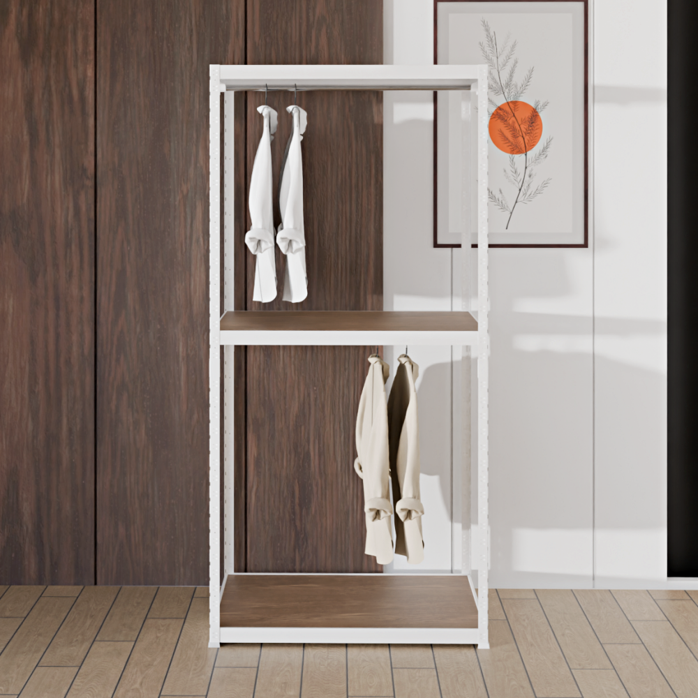 [방문설치전용] 랙셈블 조립식 철제 행거 10006002100 3단 2행거 화이트