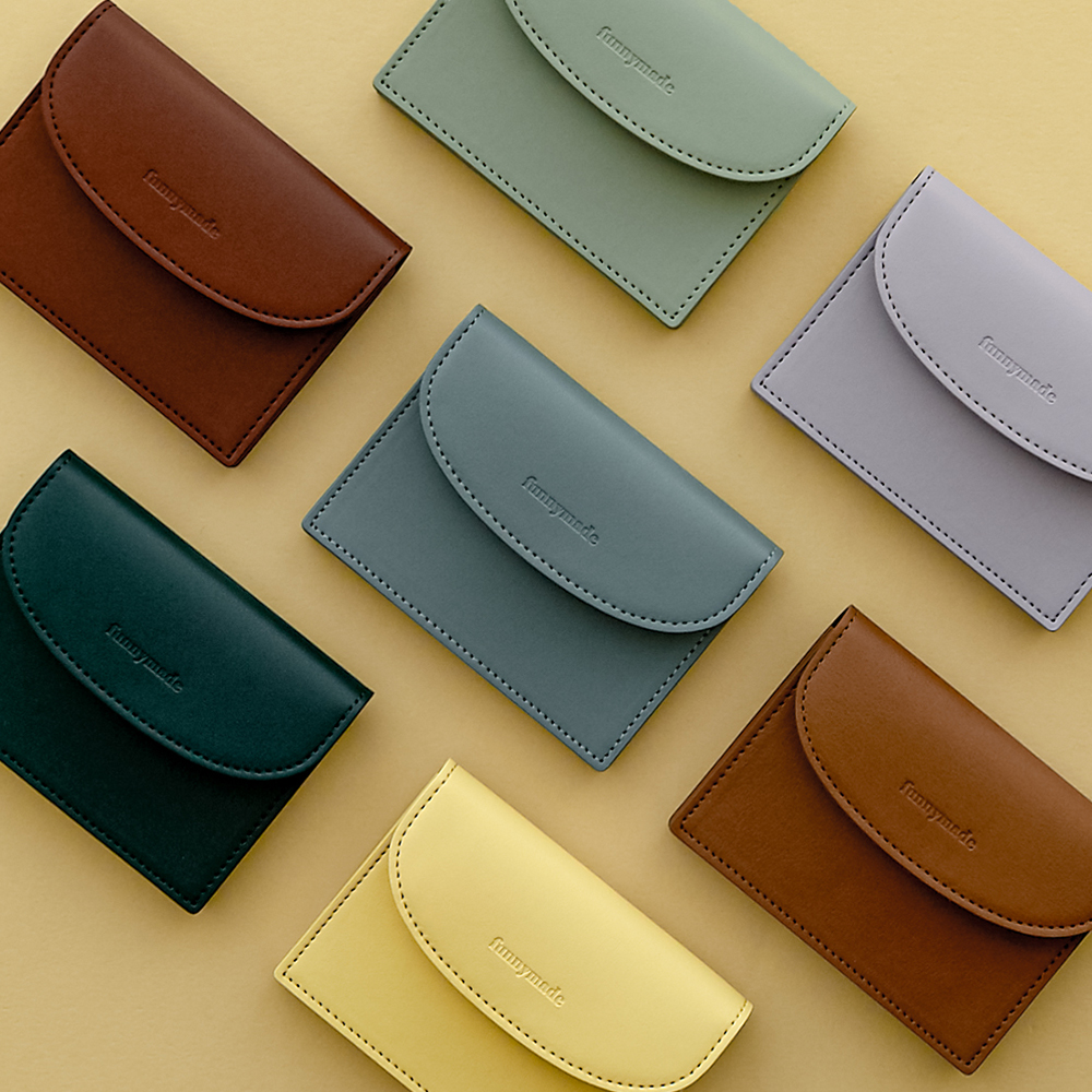 [이니셜각인] 3단 가죽 코인수납 명함지갑 카드지갑