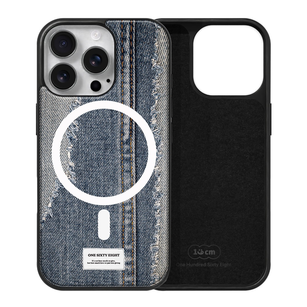 아이폰16 프로 케이스 맥세이프 자석 하드 스웨이드 스트릿 진 - 상품 이미지