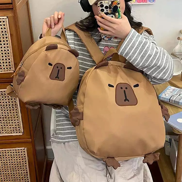 카피바라 가방 귀여운 선물 책가방 동물 숄더 학생 숄더백 백팩 대용량 배낭 - 상품 이미지