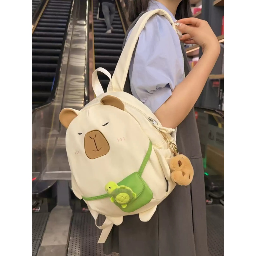 카피바라 가방 책가방 학생 배낭 인형가방 선물 백팩 인형 대용량 동물 숄더백 - 상세 이미지 4