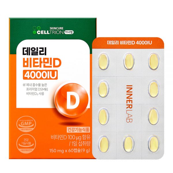 이너랩 데일리 비타민D 4000I 60캡슐, 1개 : 풍솔글로벌