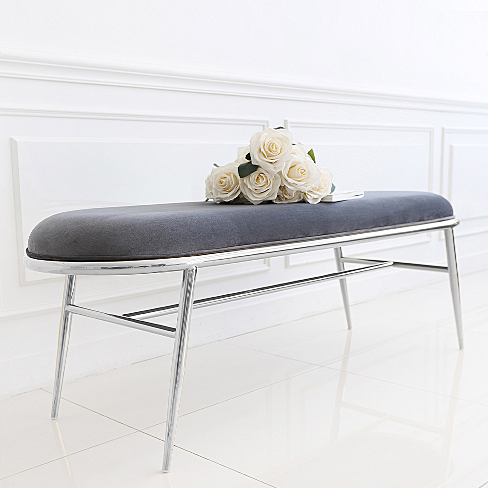 젬마 벨벳 패브릭 실버 식탁벤치의자 인테리어 카페 벤치 CL307