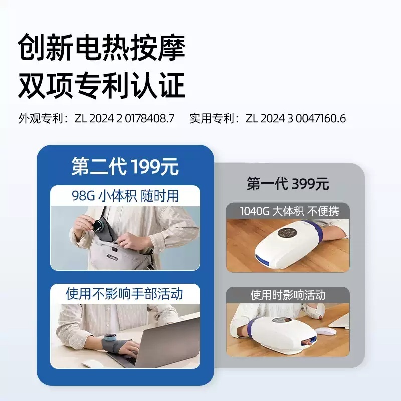 손목 마사지기 핸드케어 손마사지기 무선 안마기 핸드 미니 온열 가정용 찜질기 - 상세 이미지 3