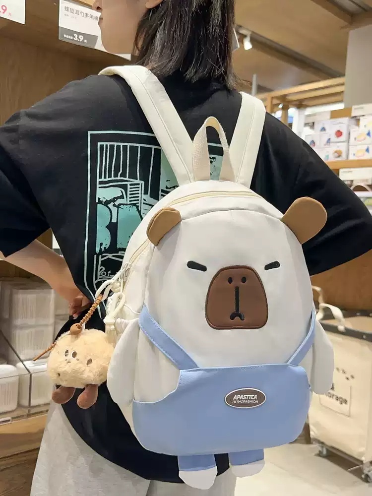 카피바라 가방 숄더 인형가방 배낭 대용량 선물 학생 동물 백팩 귀여운 책가방 - 상세 이미지 5