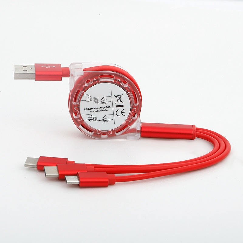 3 in 1 스네일 USB 충전케이블 고속충전 선꼬임방지 고급충전기 - 메인 이미지