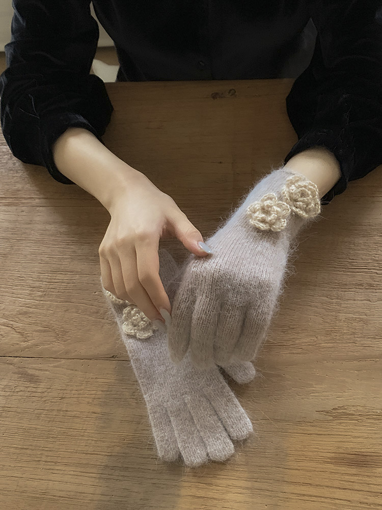 [마지막입고/무배] 까멜리아 글러브 - 앙고라 핑거홀 손가락구멍 스마트폰터치 롱장갑 이미지 7