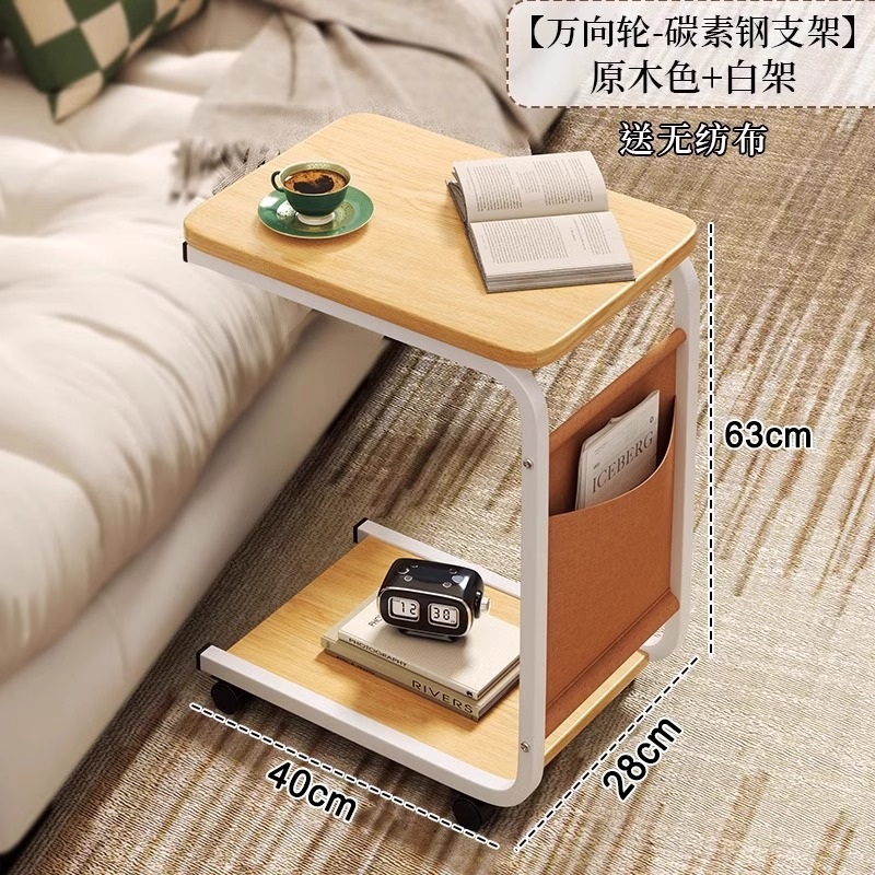 음식 서빙 테이블 미니 트롤리 이동식 바퀴 가정용 우드 선반 월넛 40x28x63cm 이미지 6