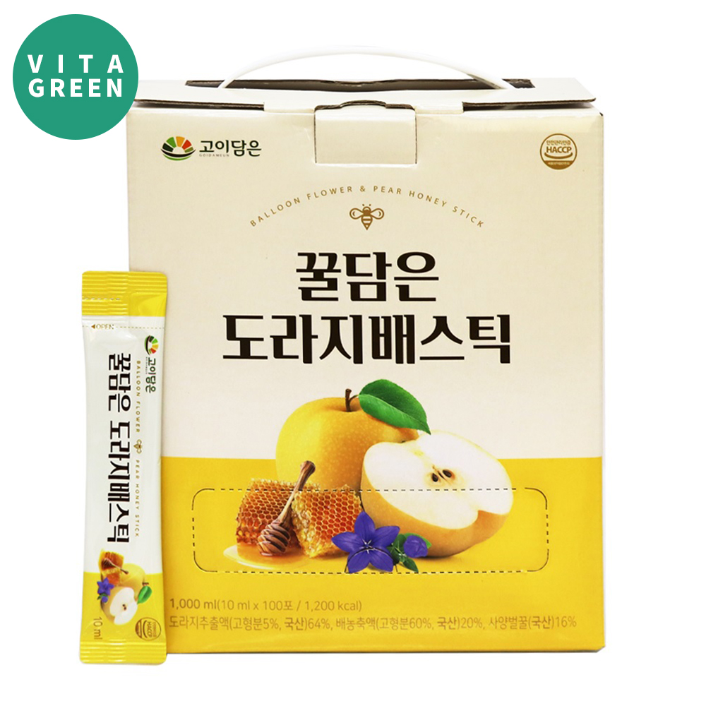 국내산 꿀 도라지 배 스틱 사양 벌꿀 함유 대용량 100포 실속형 식약처 HACCP - 메인 이미지