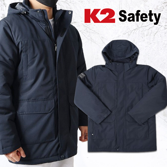 K2 세이프티 남성겨울작업복점퍼 아빠 방한패딩잠바 롱패딩 현장작업용패딩 배달 동계야상돕바 상품 이미지