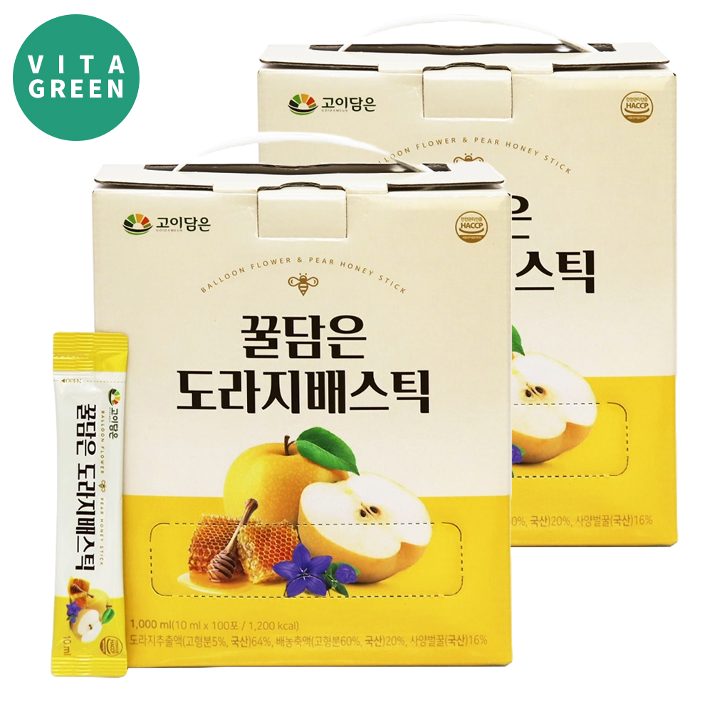 국내산 꿀 도라지 배 도라지즙 스틱 사양 벌꿀 함유 대용량 100포 실속형 2박스 - 메인 이미지