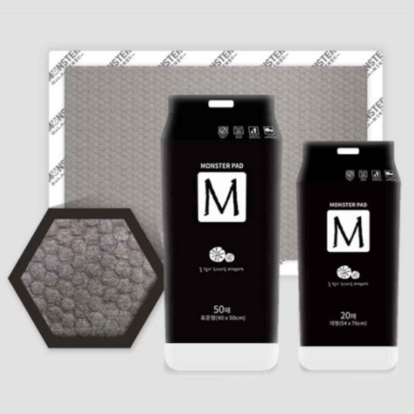참숯 몬스터패드 두꺼운 대형 4팩 80매 강아지 배변패드