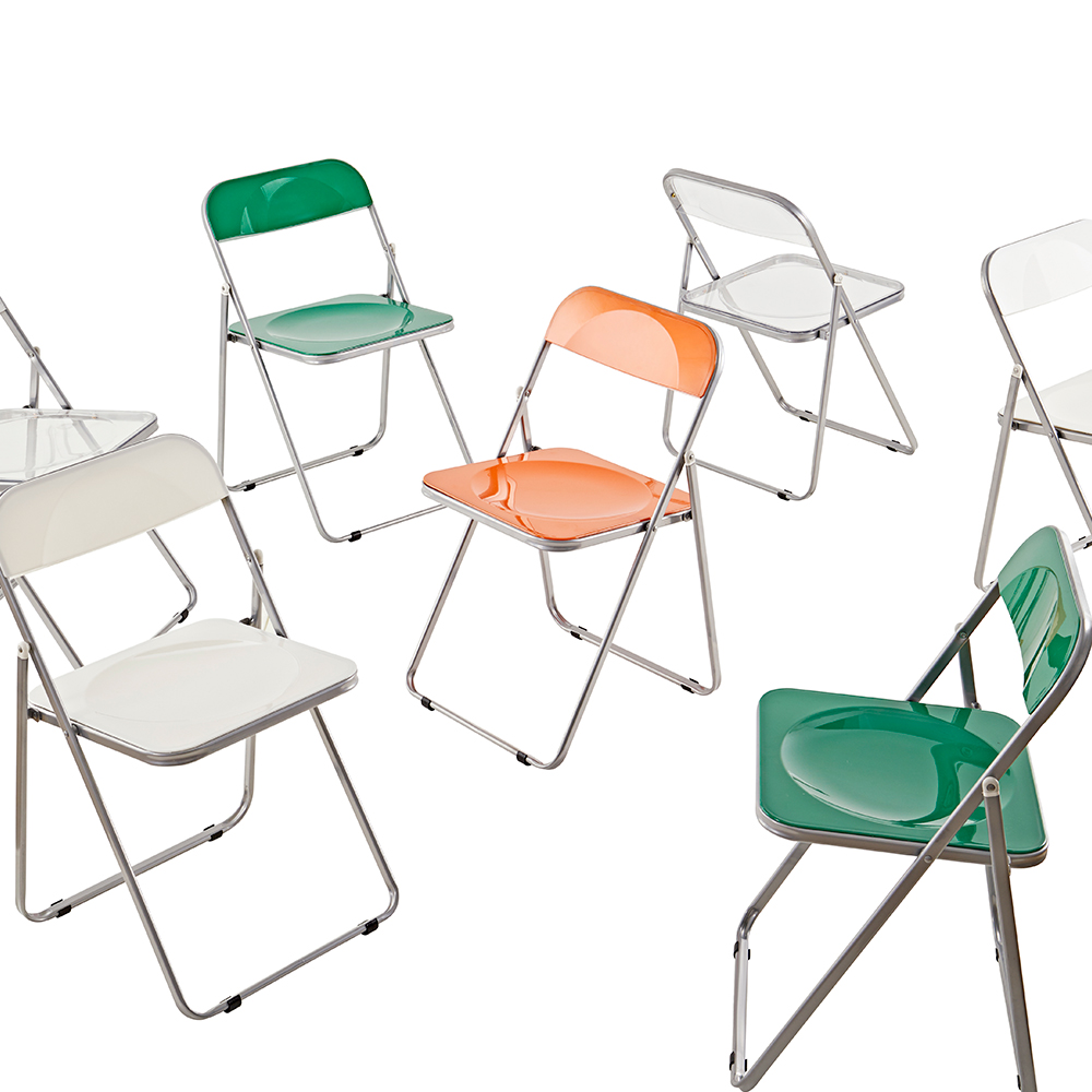 16피스 TZD 1+1 투명 철제 카페 미드센츄리 의자 커피숍 업소용 컬러 접이식 폴딩체어