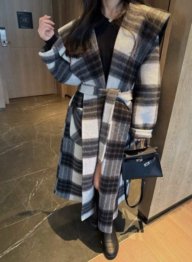 날개 빅카라 체크코트 롱ver (s 사이즈 빠른발송) 상세 이미지 2