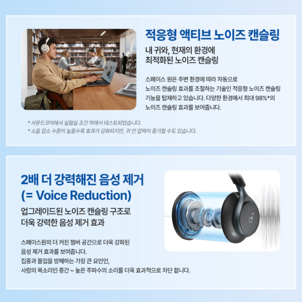 앤커 사운드코어 스페이스원 노이즈캔슬링 무선헤드폰 A3035 - 상세 이미지 5