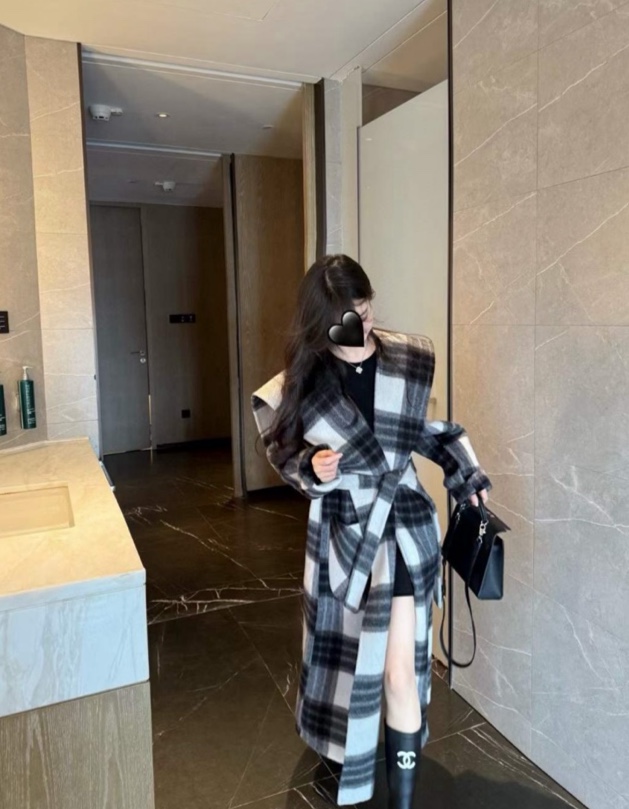 날개 빅카라 체크코트 롱ver (s 사이즈 빠른발송) 상세 이미지 4