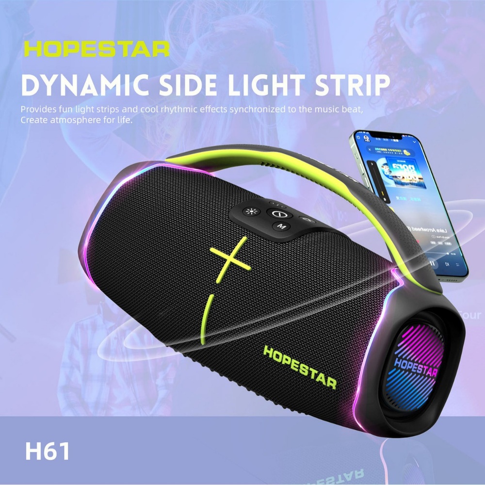 HOPESTAR H61 50W 고출력 휴대용 야외 무선 블루투스 스피커 RGB 조명 방수 - 상세 이미지 4