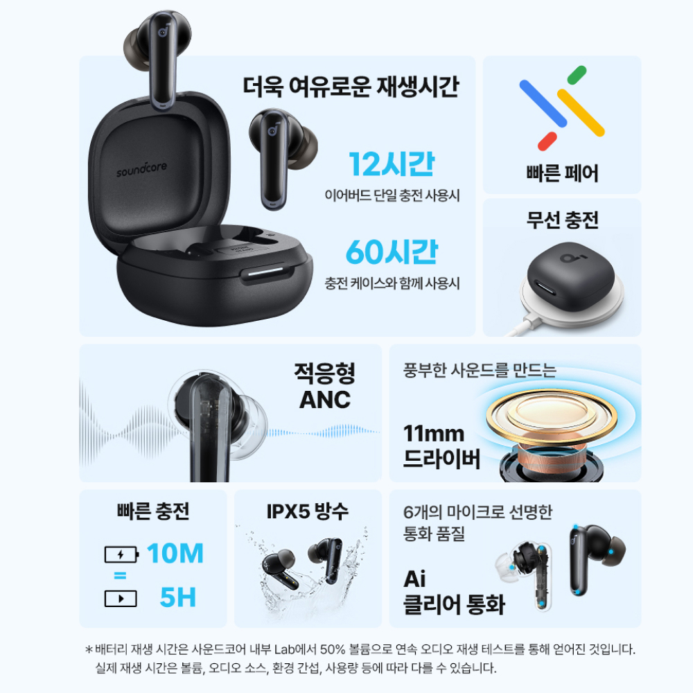 앤커 사운드코어 P40i 노이즈캔슬링 블루투스 이어폰 A3955