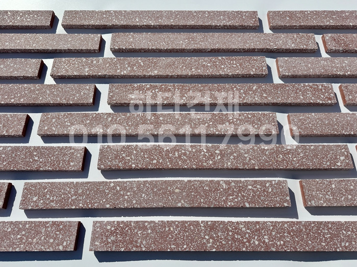 테라조 모노타일 500x50x12T 레드 / 하다건재 와이드벽돌타일