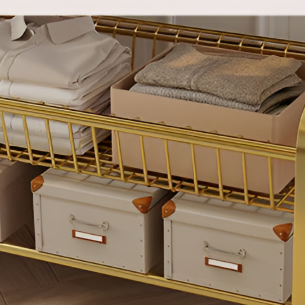 우아플레이스 이동식 행거 튼튼한 2단 트롤리 철제 스탠드 옷걸이