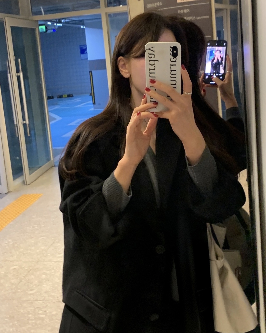 헤링본 울 핸드메이드 조끼내장 하프코트(블랙) 상세 이미지 7