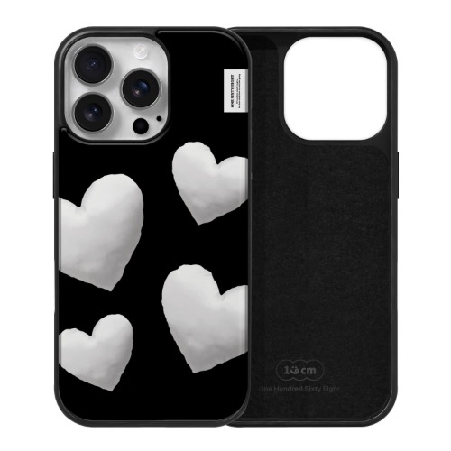 아이폰16 프로 맥세이프 케이스 심플 스웨이드 실버 하트 쿠션 패턴 - 상세 이미지 2