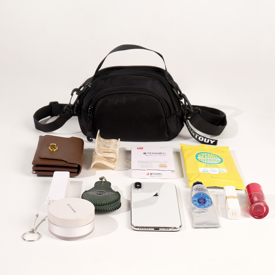 유럽여행 도난 방지 가방 나일론 크로스 백 카라비너포함