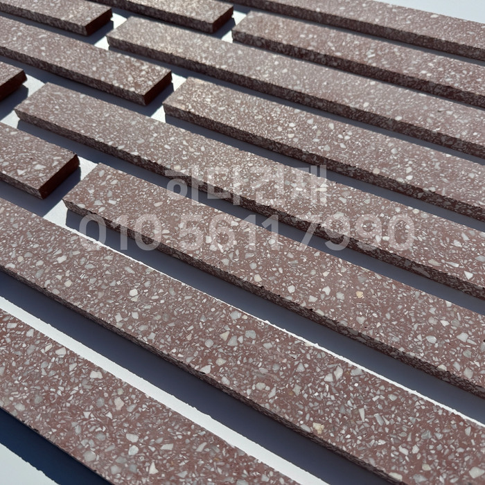 테라조 모노타일 500x50x12T 레드 / 하다건재 와이드벽돌타일