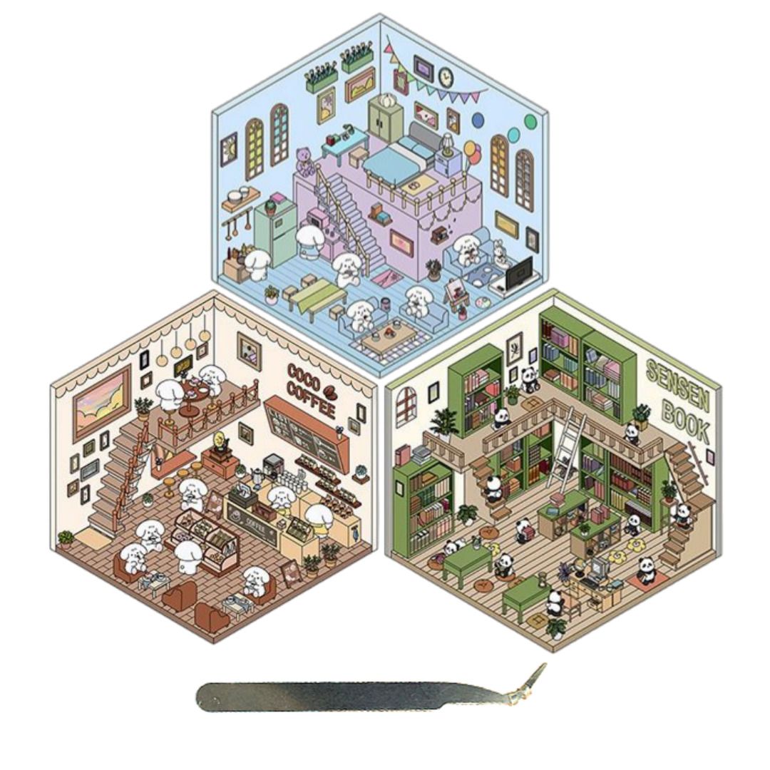 3D 스티커 입체 방꾸미기 집꾸미기 DIY 미니어쳐 다꾸 원룸 카페 서점 - 상세 이미지 4