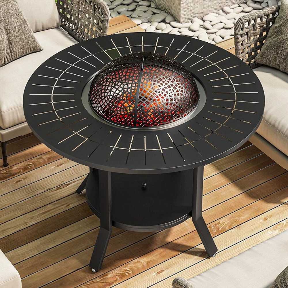불판식탁 불판상 원형식탁 구멍 테이블 숯불 바베큐 100cm 메쉬망 - 상세 이미지 4