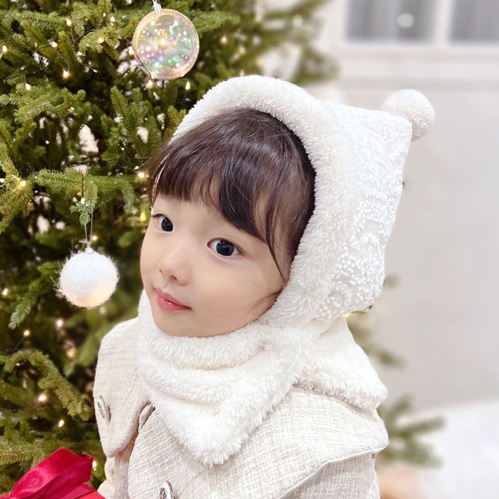 아기 레이스 바라클라바 모자 보넷 목도리 머플러 - 상품 이미지