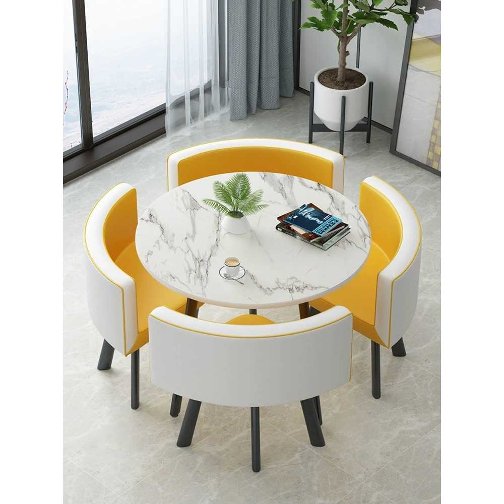 4인 원형 식탁 세트 휴게실 카페 로비 포세린 세라믹 - 상세 이미지 3