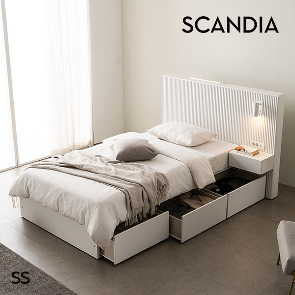 스칸디아 에센셜 템바보드 호텔 LED 수납침대(SS-30T 독립 매트) / SS침대