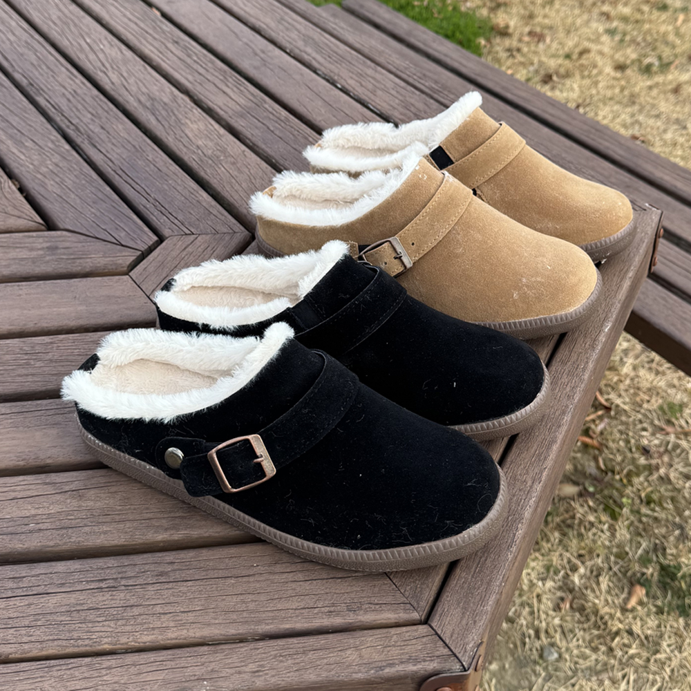 [1+1] 4cm 키높이 양털 블로퍼 겨울용 따뜻한 기모 슬리퍼 LAVUEDE5549 - 상품 이미지