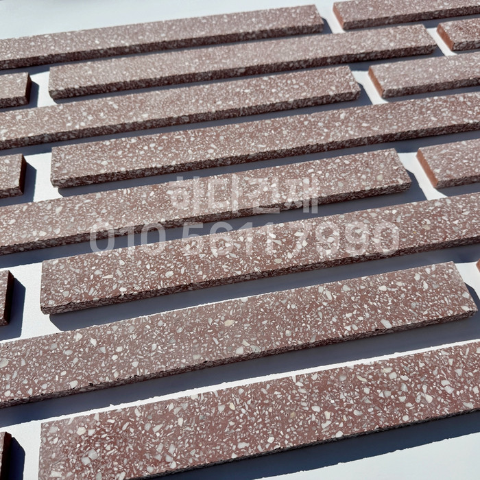 테라조 모노타일 500x50x12T 레드 / 하다건재 와이드벽돌타일