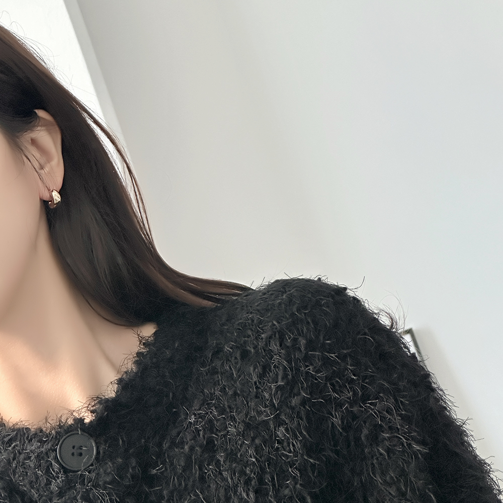 미니 볼륨 통통 링 귀걸이 2컬러 티타늄 - 상세 이미지 5