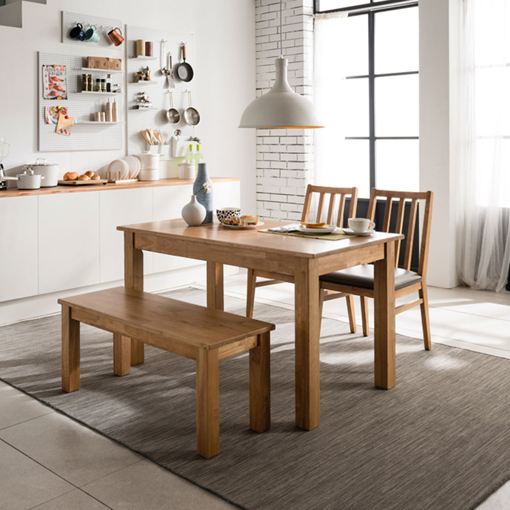 장인가구 웰리스D 고무나무 원목 4인 식탁 테이블 1300