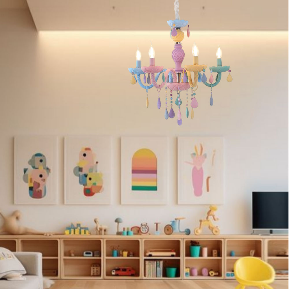 비비드 샹들리에 5등 560 키즈 아이방 마카롱 파스텔 공주방 감성 포인트조명