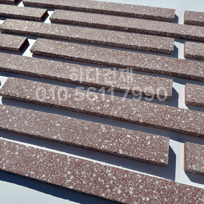 테라조 모노타일 500x50x12T 레드 / 하다건재 와이드벽돌타일