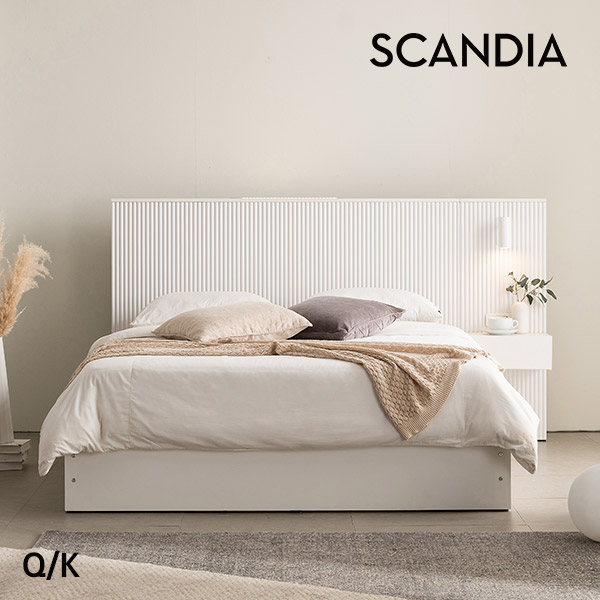 스칸디아 에센셜 템바보드 호텔 침대(Q/K)+협탁 1EA(매트제외)