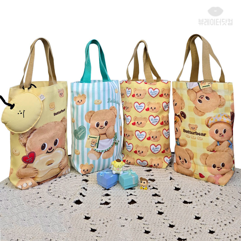 뷰레이터닷컴 보틀베어 캔버스 미니 손가방 캐릭터 손목가방 에코백