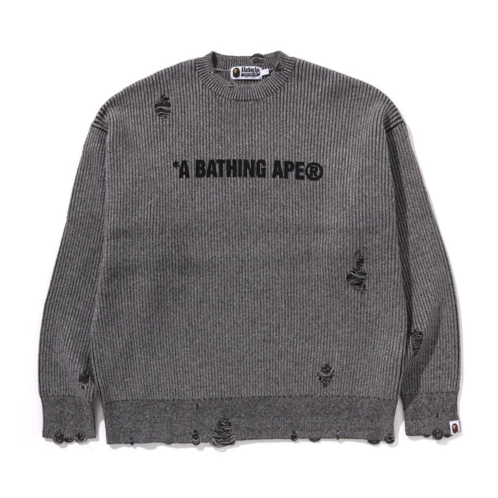 베이프 긴팔티 DAMEGE RELAXED FIT SWEATER 1K80-120-303 - 메인 이미지