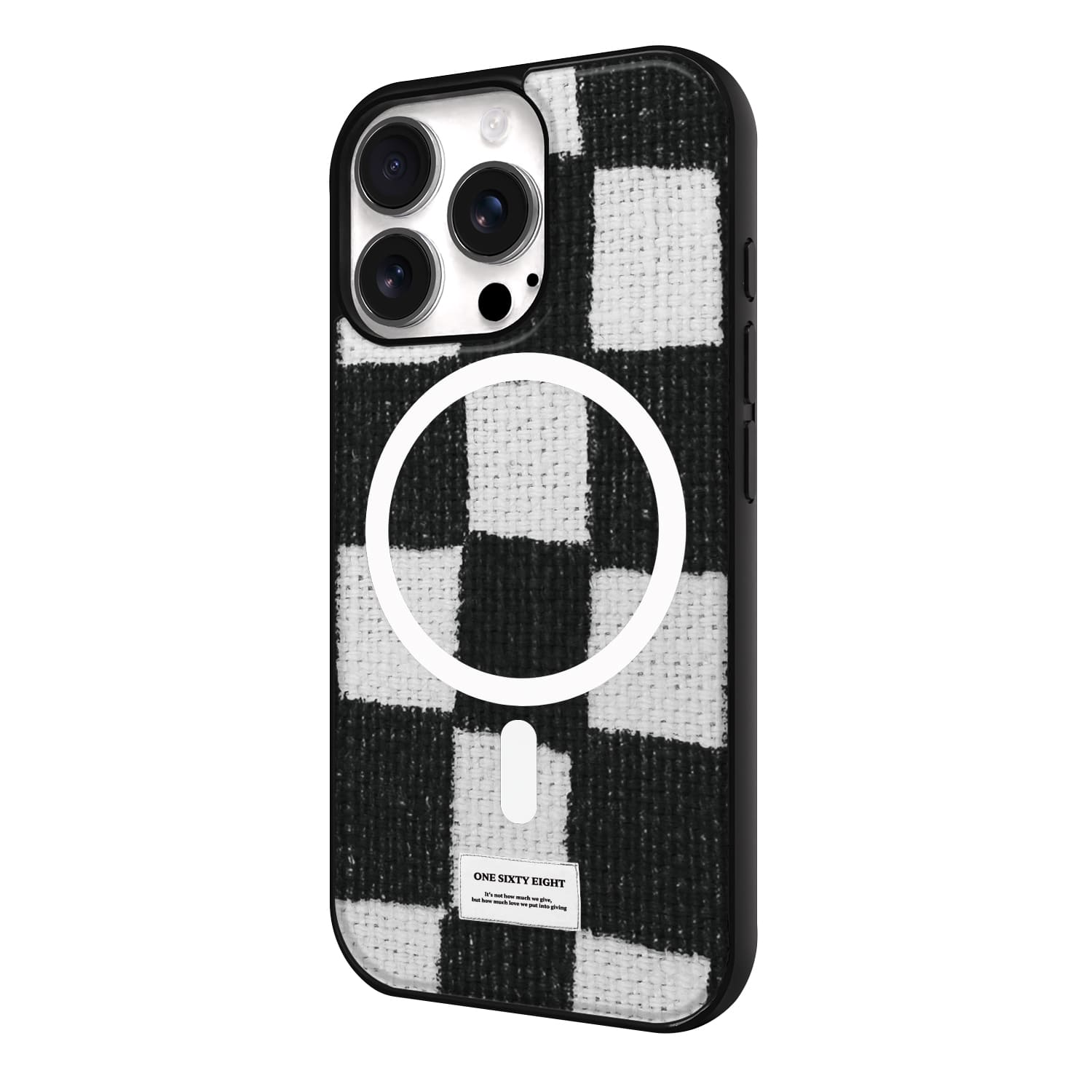아이폰16 프로 맥세이프 케이스 커플 스웨이드 니트 체크 블랙 - 상세 이미지 3