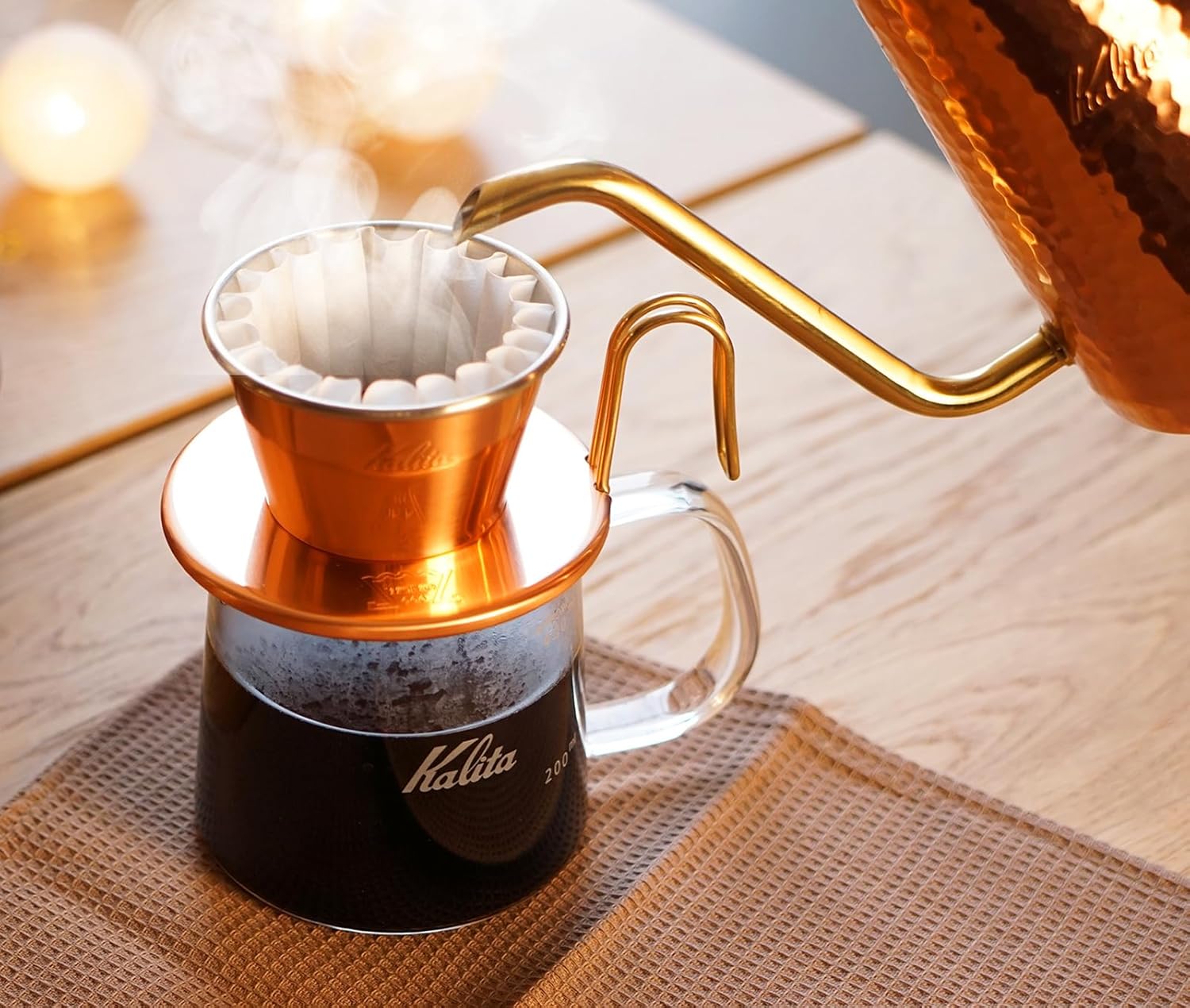 칼리타 Kalita 핸드 드립 드리퍼 츠바메 웨이브 WDC-185 브론즈 - 상세 이미지 5