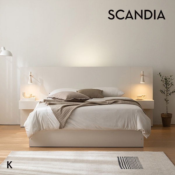 스칸디아 데이 호텔 수납침대(K)+협탁 2EA(30T 프리미엄 독립 포켓스프링 매트리스) / 킹침대