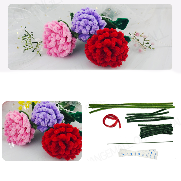모루 꽃카네이션구부려서만들기DIY 어버이날꽃다발 스승의날미술아트 보라색 - 상품 이미지