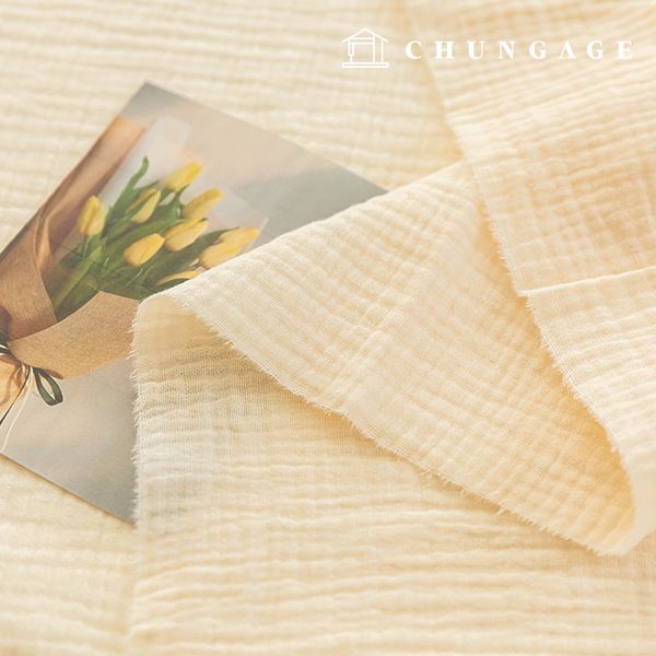 이중 요루 거즈 원단 대폭 면 워싱 천 무형광 크리미 25종 한마