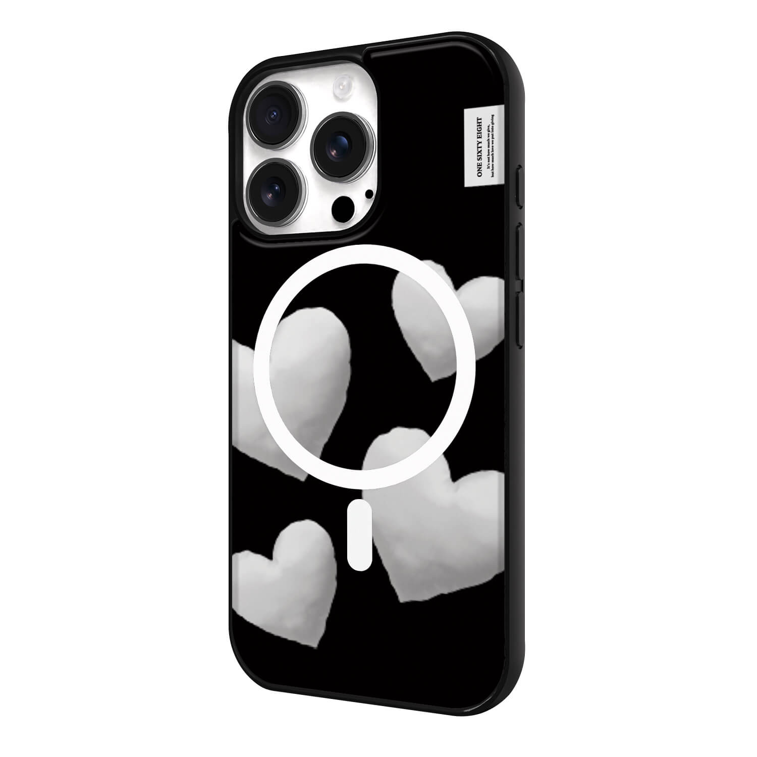 아이폰16 프로 맥세이프 케이스 심플 스웨이드 실버 하트 쿠션 패턴 - 상세 이미지 3