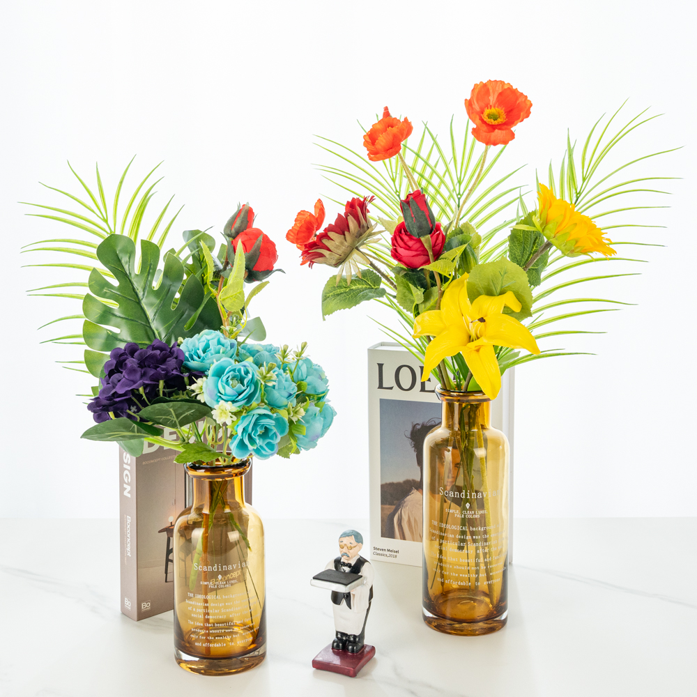 할메이드 인테리어 오브제 대형 미니 유리 꽃병 타이포 화병 대